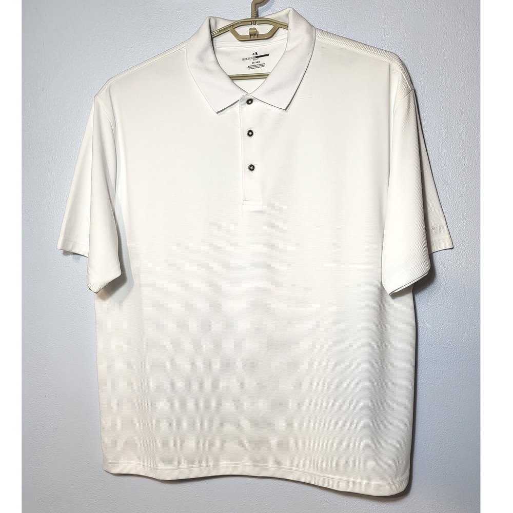 Grand Slam Golf Mens 3X White Short‎ Sleeve Ribbed Performance Polo Shirt Sporty